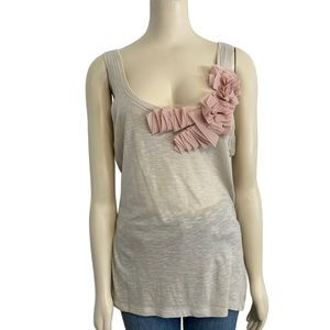 Old‎ Navy Beige Pink Flower Tank Top Womens Medium NWT.